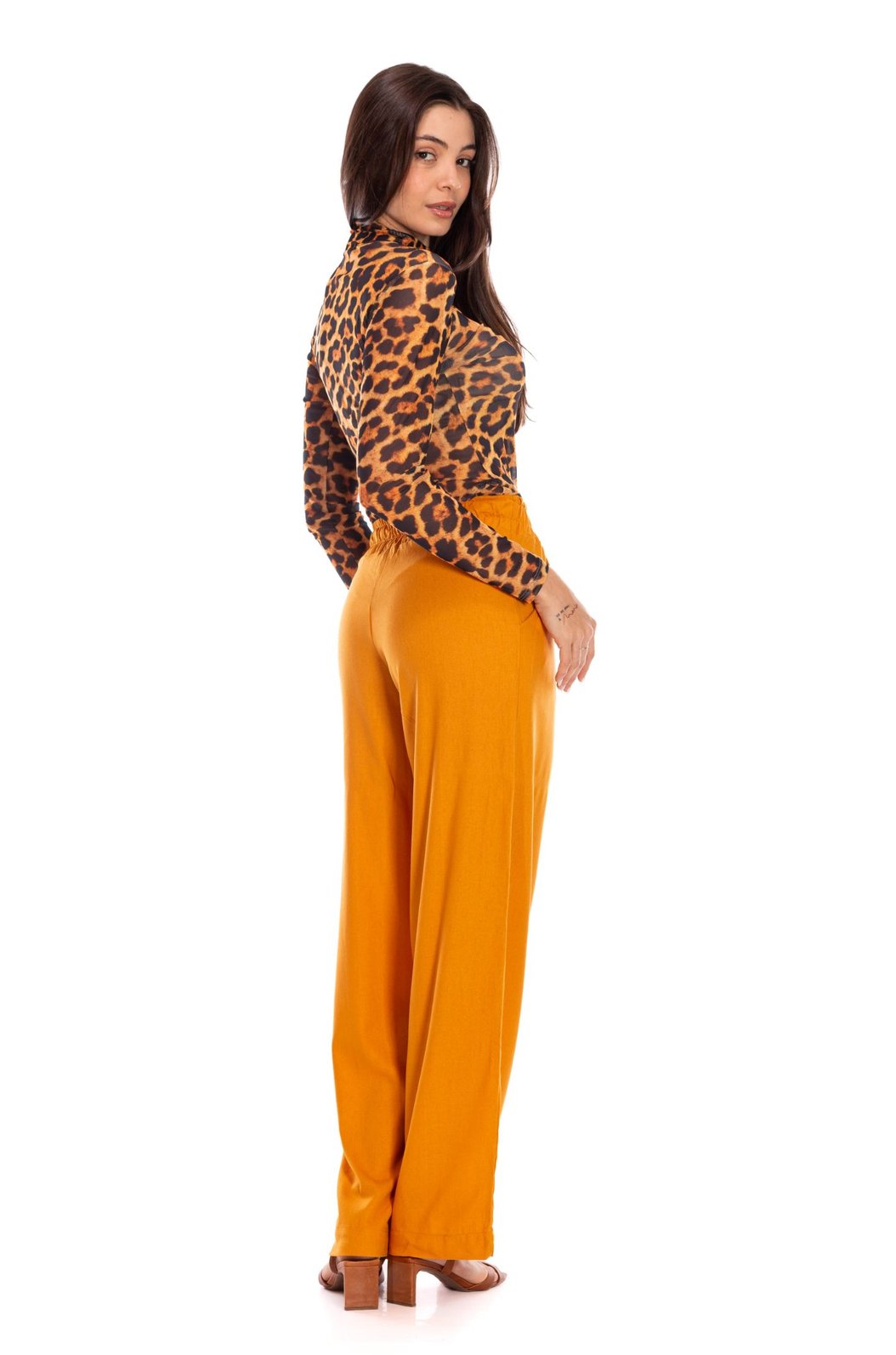 Blusa Tule Segunda Pele Estampada Maxi Animal Print Blusa Tule Segunda Pele Estampada Maxi Animal Print