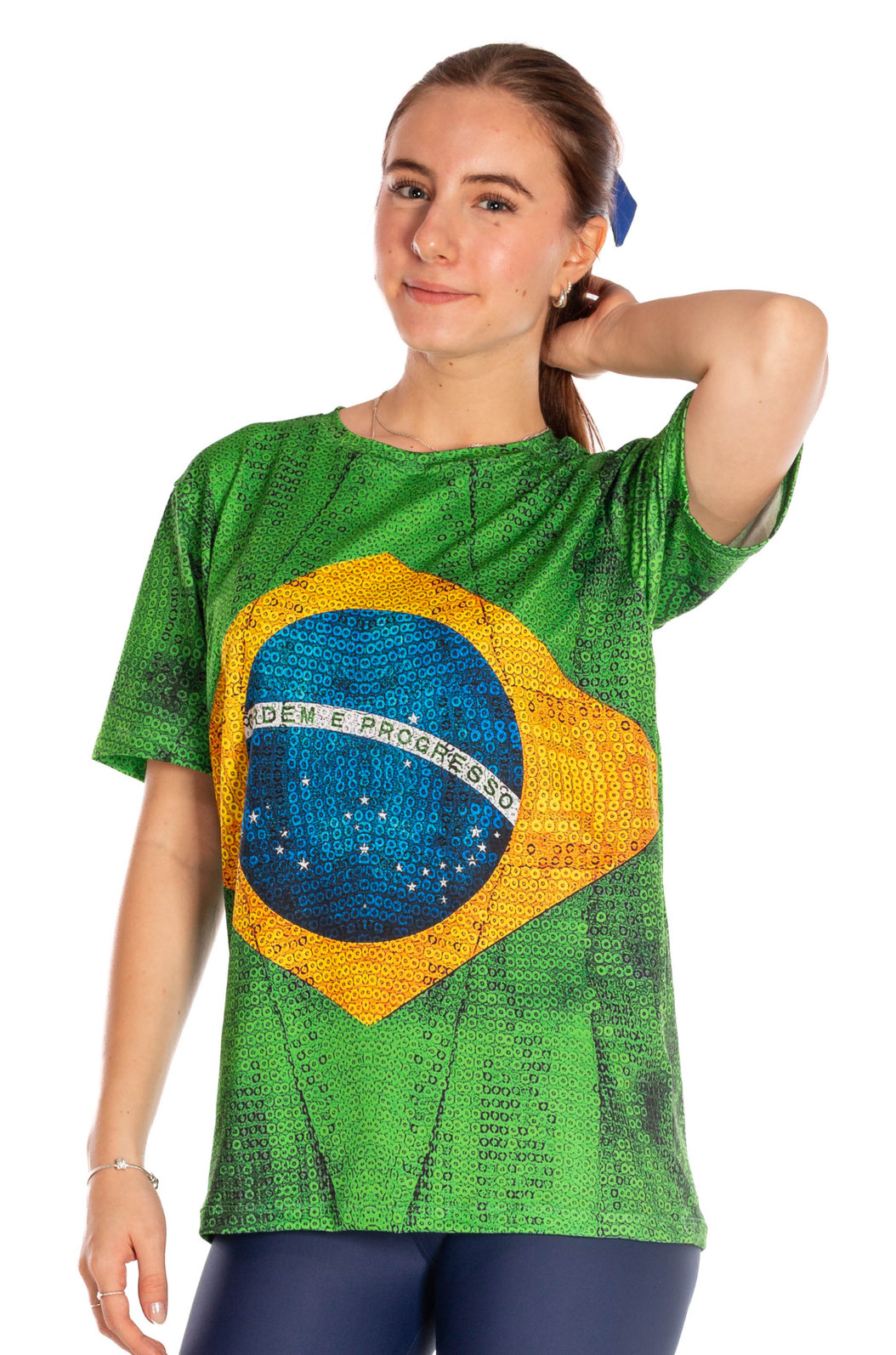 Camiseta Básica Unissex Technodry Estampada Bandeira Lantejoulas Camiseta Básica Unissex Technodry Estampada Bandeira Lantejoulas