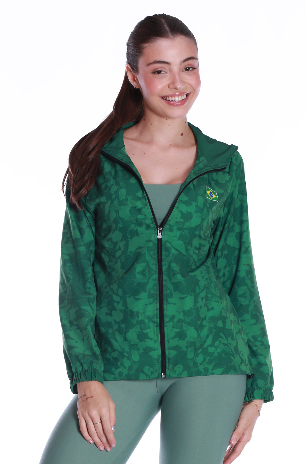 Jaqueta Corta Vento Ecoventura Estampada Camuflado Bandeira Peito