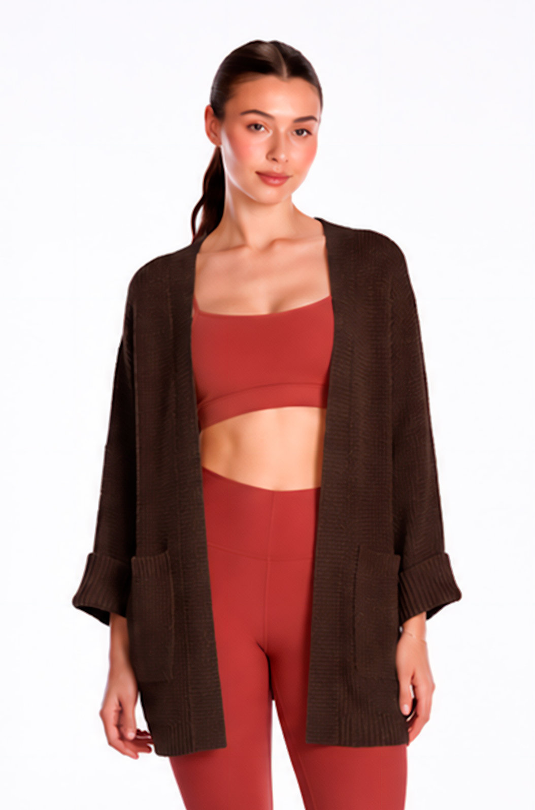 Cardigan Tricot Feminino Betina Marrom Cardigan Tricot Feminino Betina Marrom