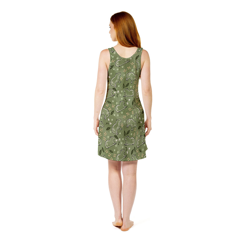 Vestido Feminino Camisola Bons Sonhos Estampado Green Capivara Vestido Feminino Camisola Bons Sonhos Estampado Green Capivara