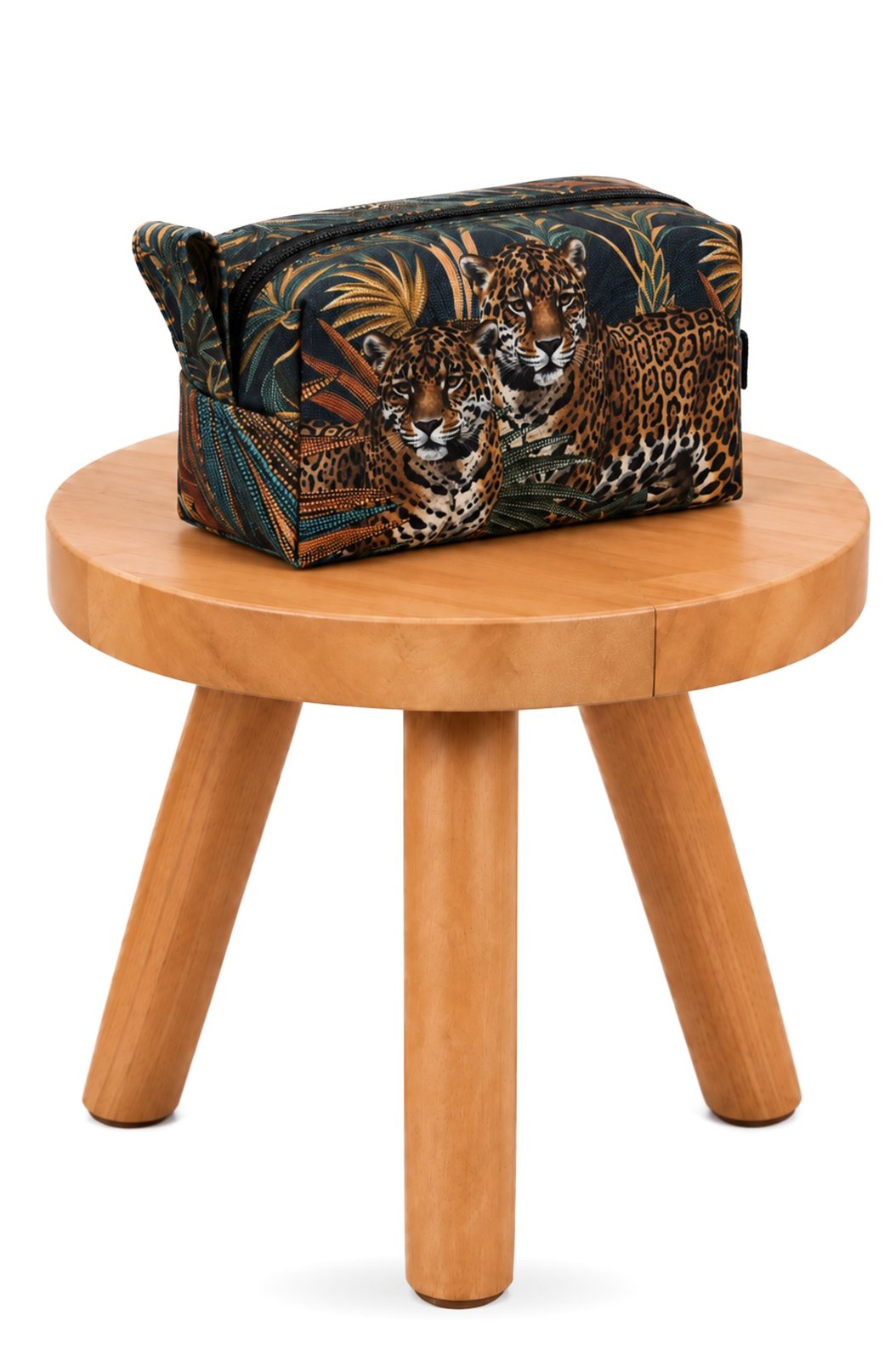 Necessaire Feminina Pequena Estampada Onças Pontos de Luz Necessaire Feminina Pequena Estampada Onças Pontos de Luz
