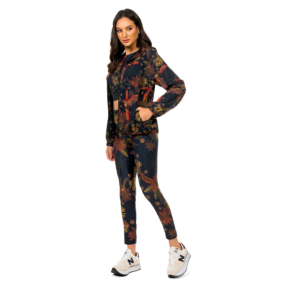Calça Feminina Legging Estampada Arara Flor Bordado Off