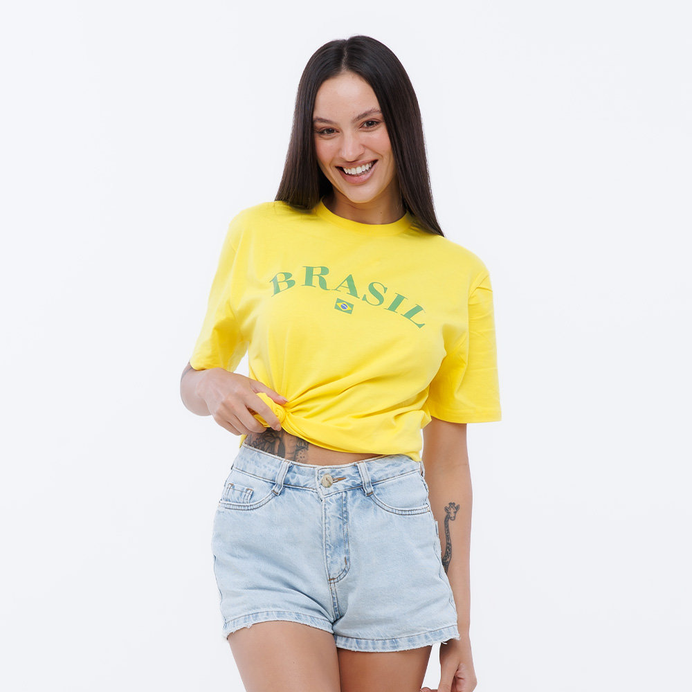 Camiseta Básica Algodão Amarela Camiseta Básica Algodão Amarela