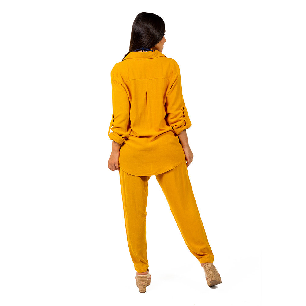 Calça Feminina Linho Tropical Mostarda Calça Feminina Linho Tropical Mostarda