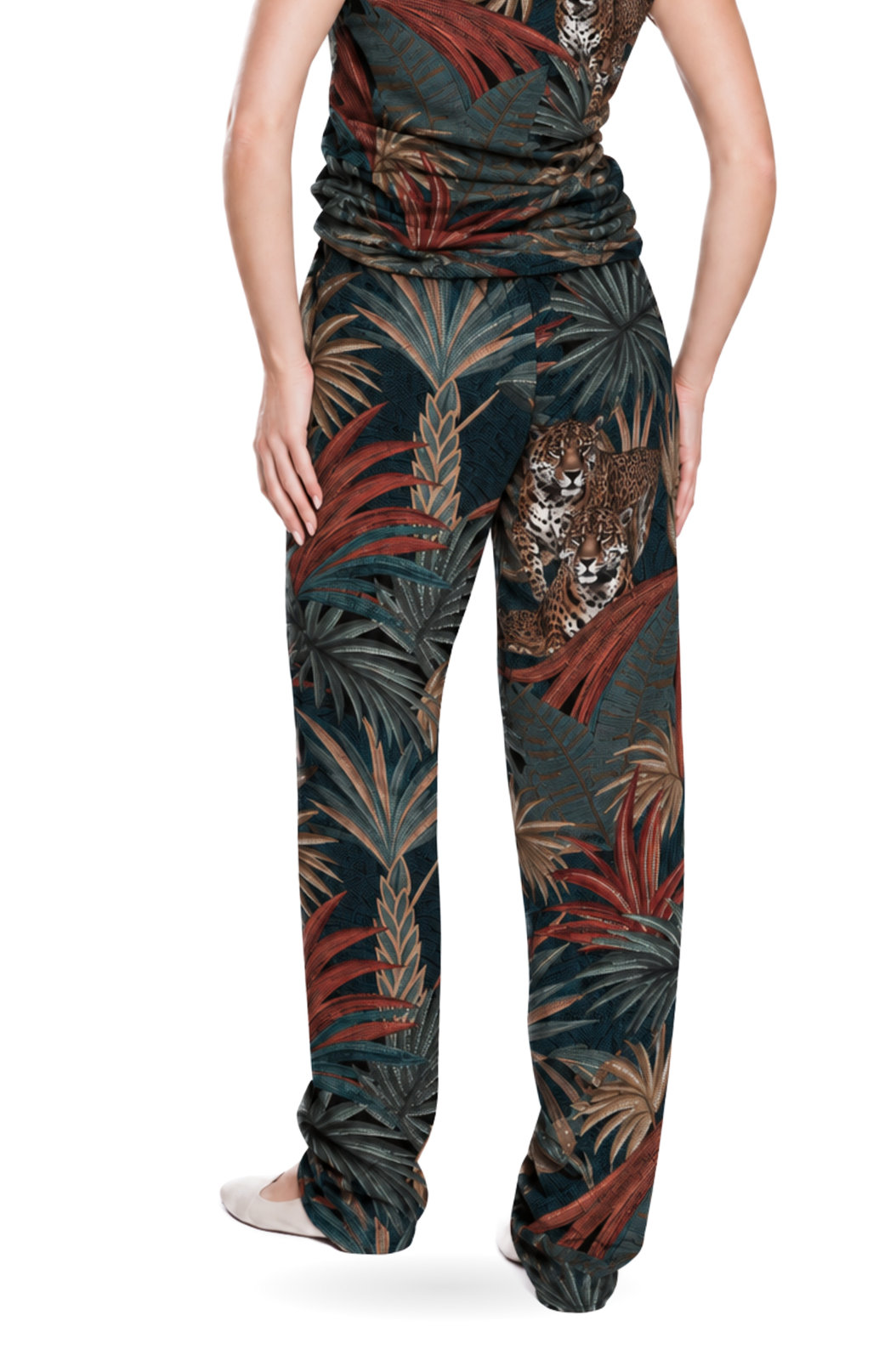 Calça Feminina Fluid Estampada Onças Pontos de Luz Calça Feminina Fluid Estampada Onças Pontos de Luz