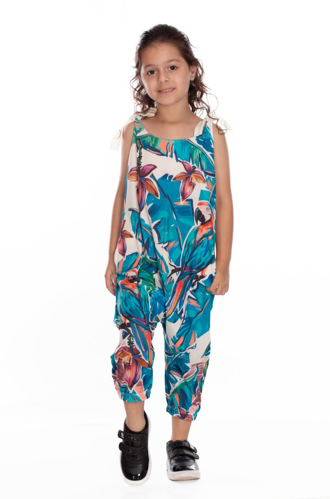 Macacão Infantil com Bolso Infantil Estampado Canindé Bananas e Lírio Macacão Infantil com Bolso Infantil Estampado Canindé Bananas e Lírio