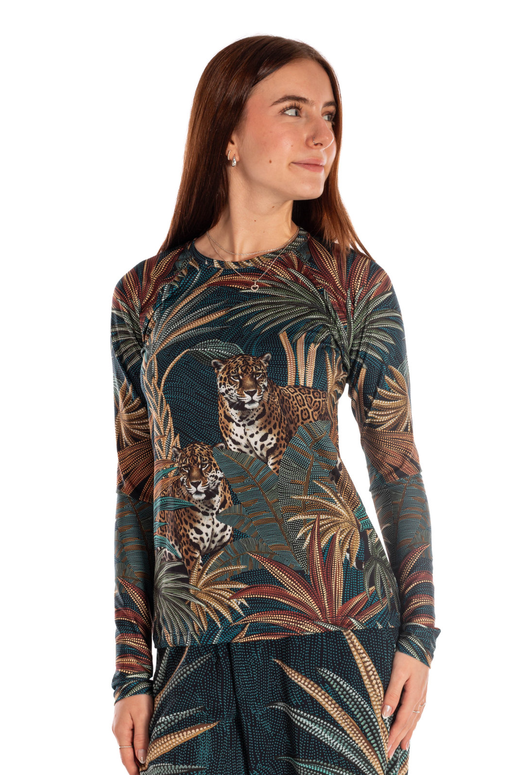 Camiseta Uv Básica Estampada Onças Pontos de Luz Camiseta Uv Básica Estampada Onças Pontos de Luz