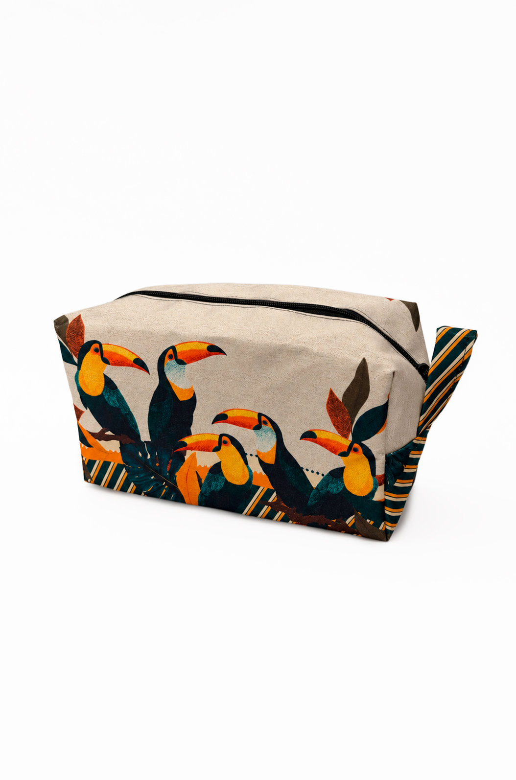 Necessaire Média Estampada Tucanos Tela Bordada