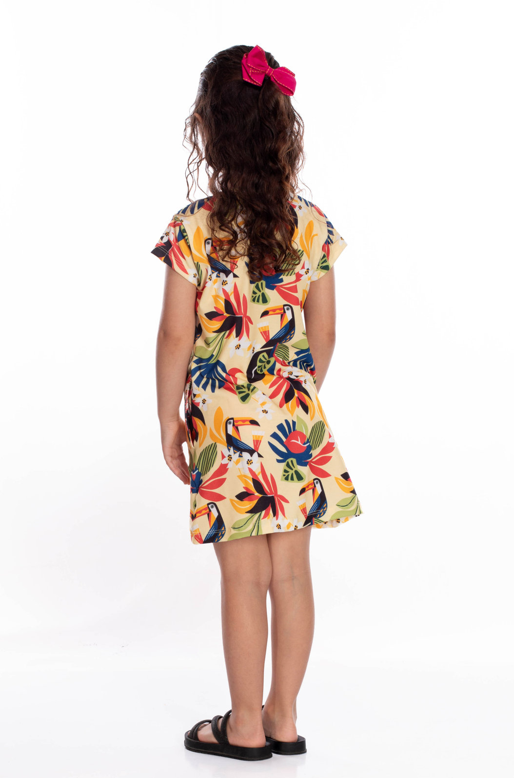 Vestido Infantil Floresta Infantil Estampado Desenho Infantil Tucanos