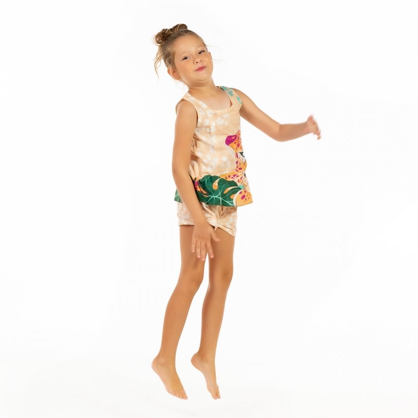 Pijama Infantil Estampado Onça Manchas Fundo Text Pijama Infantil Estampado Onça Manchas Fundo Text
