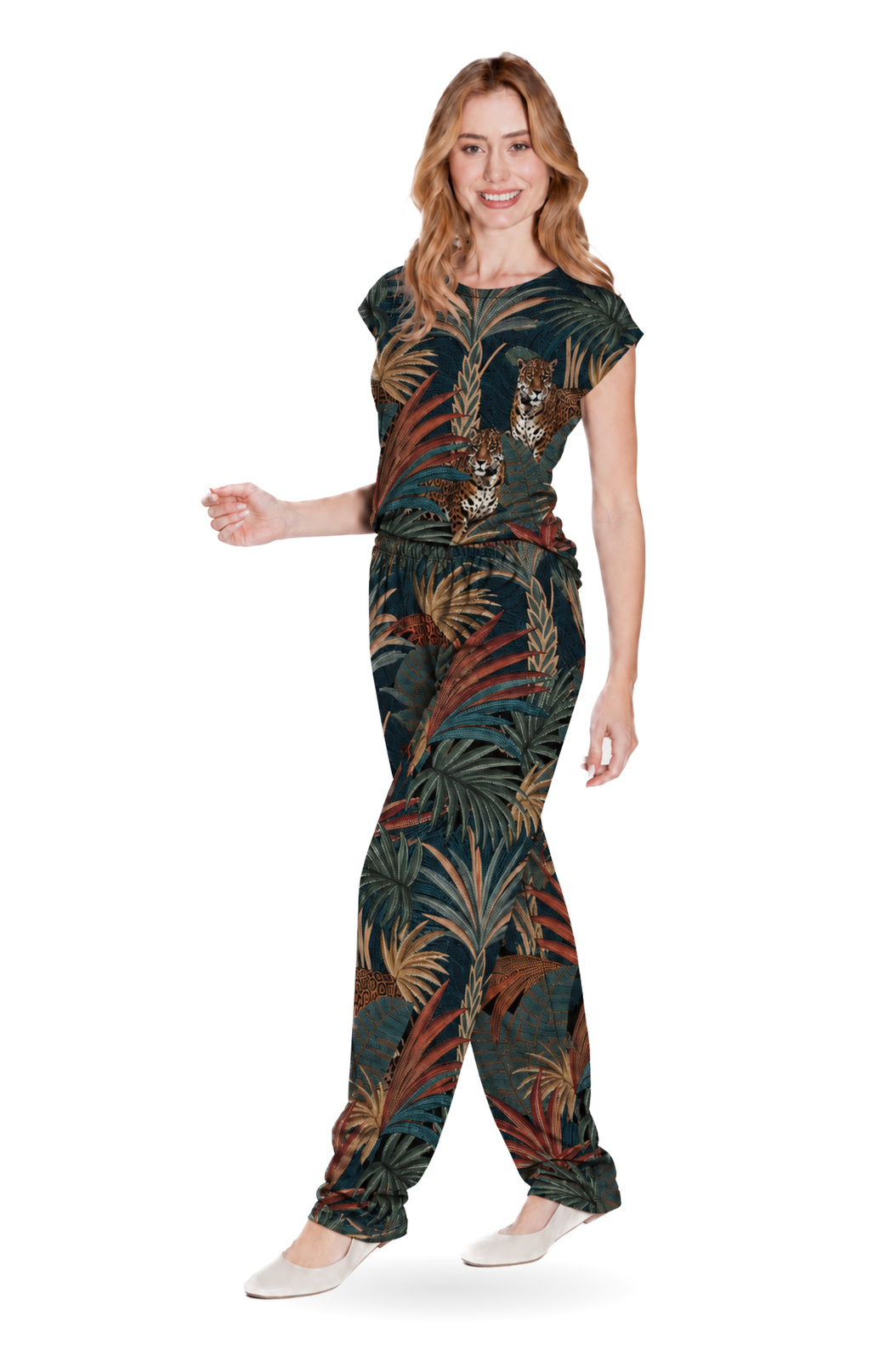 Calça Feminina Fluid Estampada Onças Pontos de Luz Calça Feminina Fluid Estampada Onças Pontos de Luz
