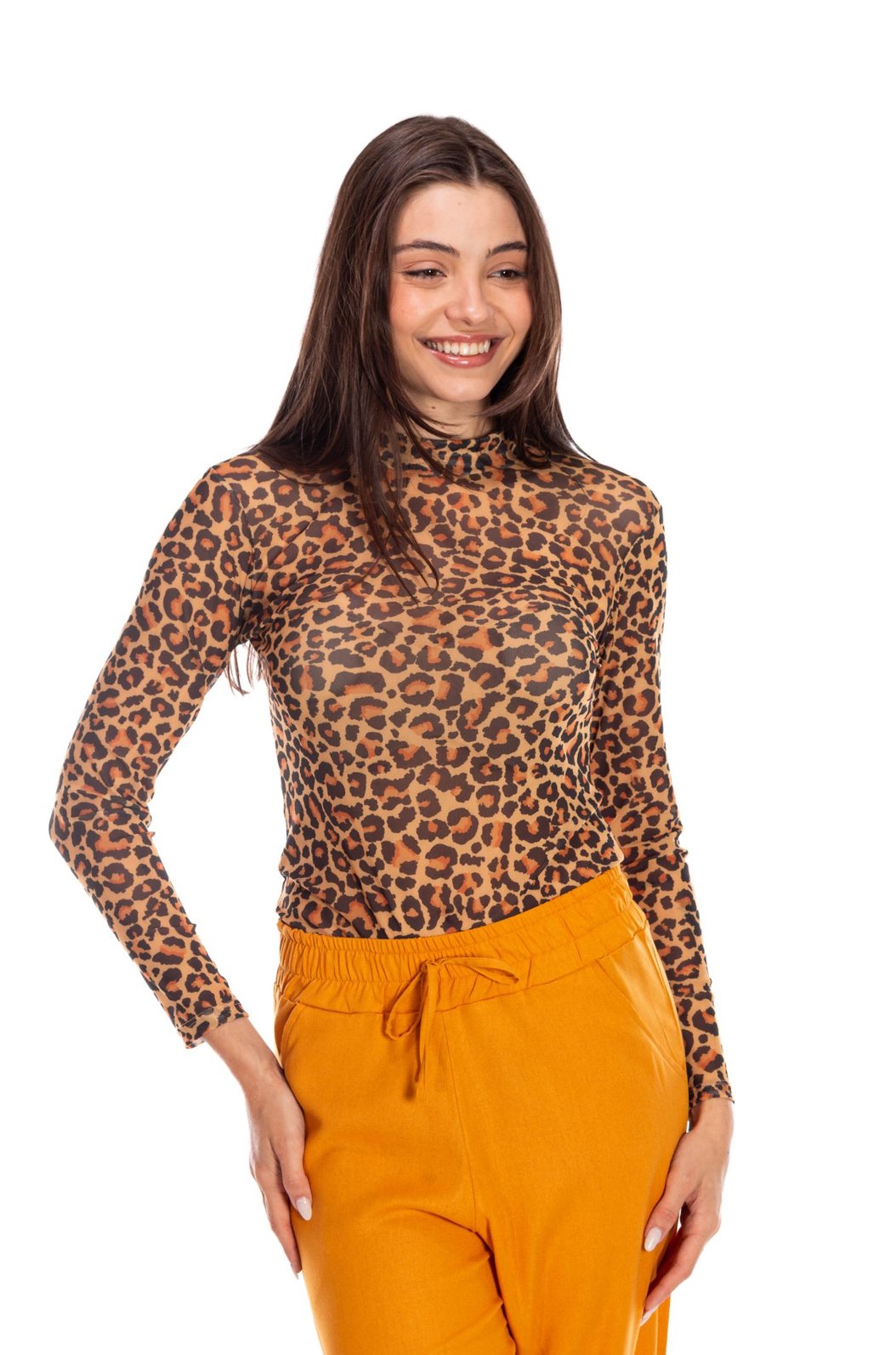 Blusa Tule Segunda Pele Estampada Animal Print Onça Pele Blusa Tule Segunda Pele Estampada Animal Print Onça Pele
