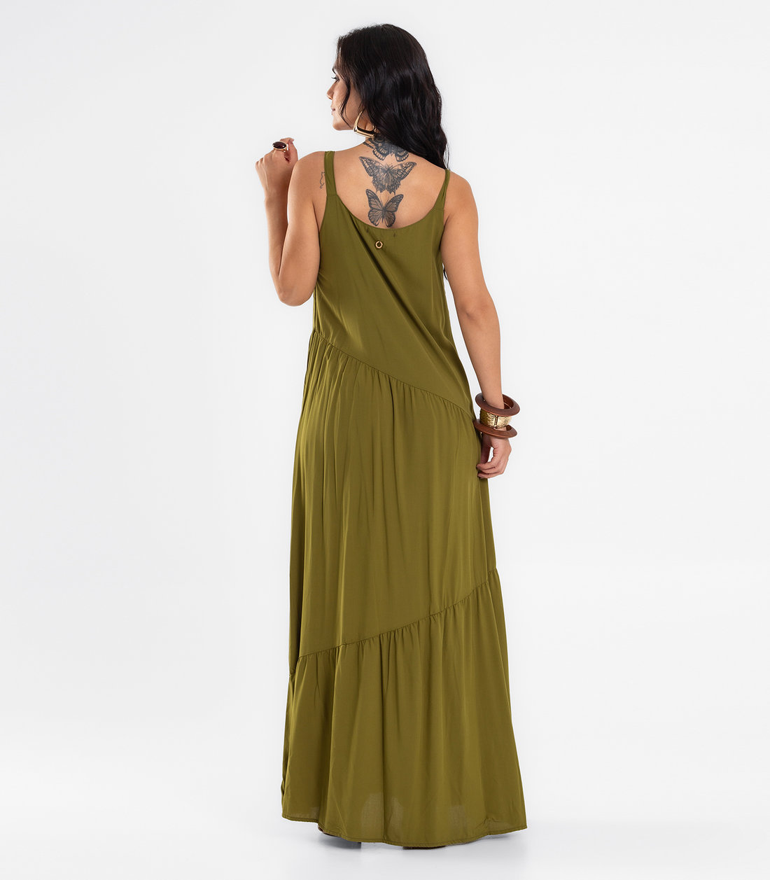 Vestido Feminino Longo Em Viscose Evasê Endless Vestido Feminino Longo Em Viscose Evasê Endless