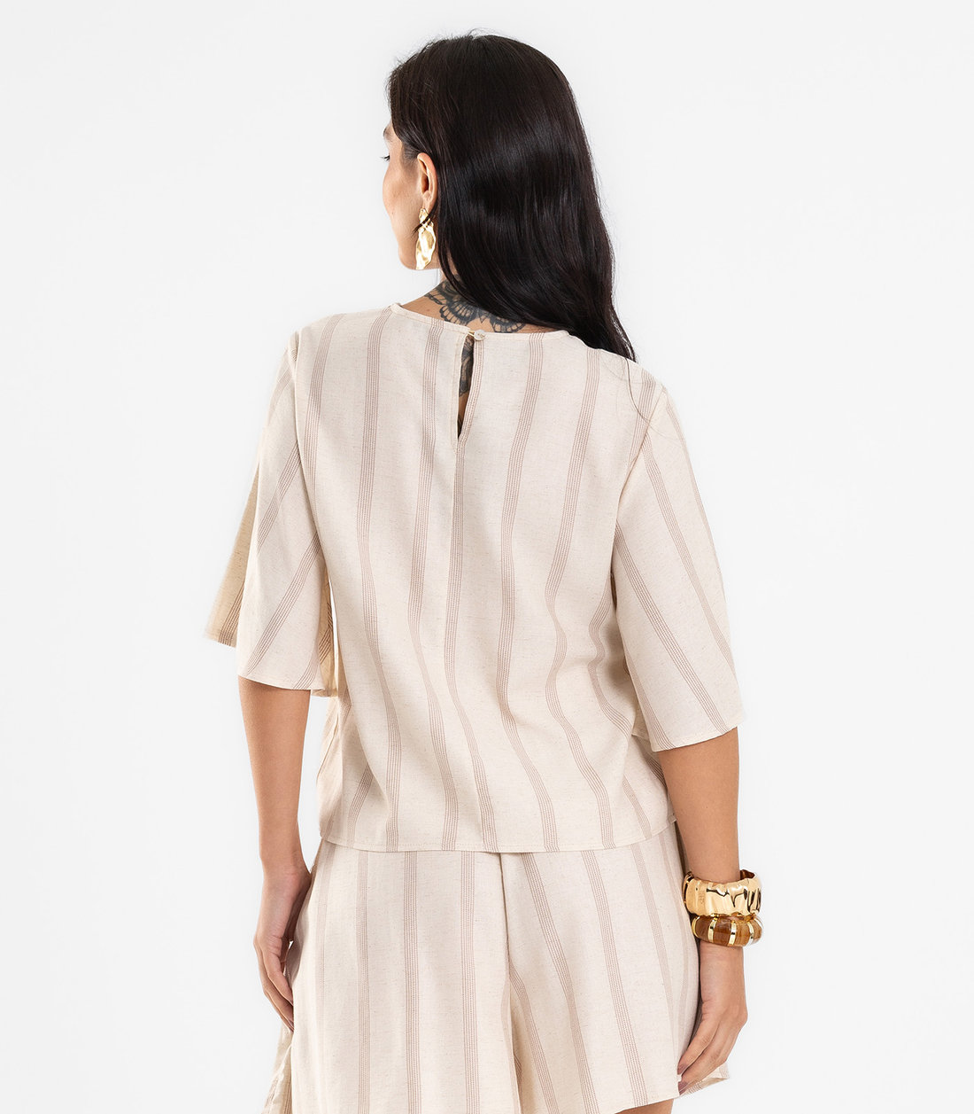Blusa Feminina Box De Linho Maquinetado Endless Blusa Feminina Box De Linho Maquinetado Endless