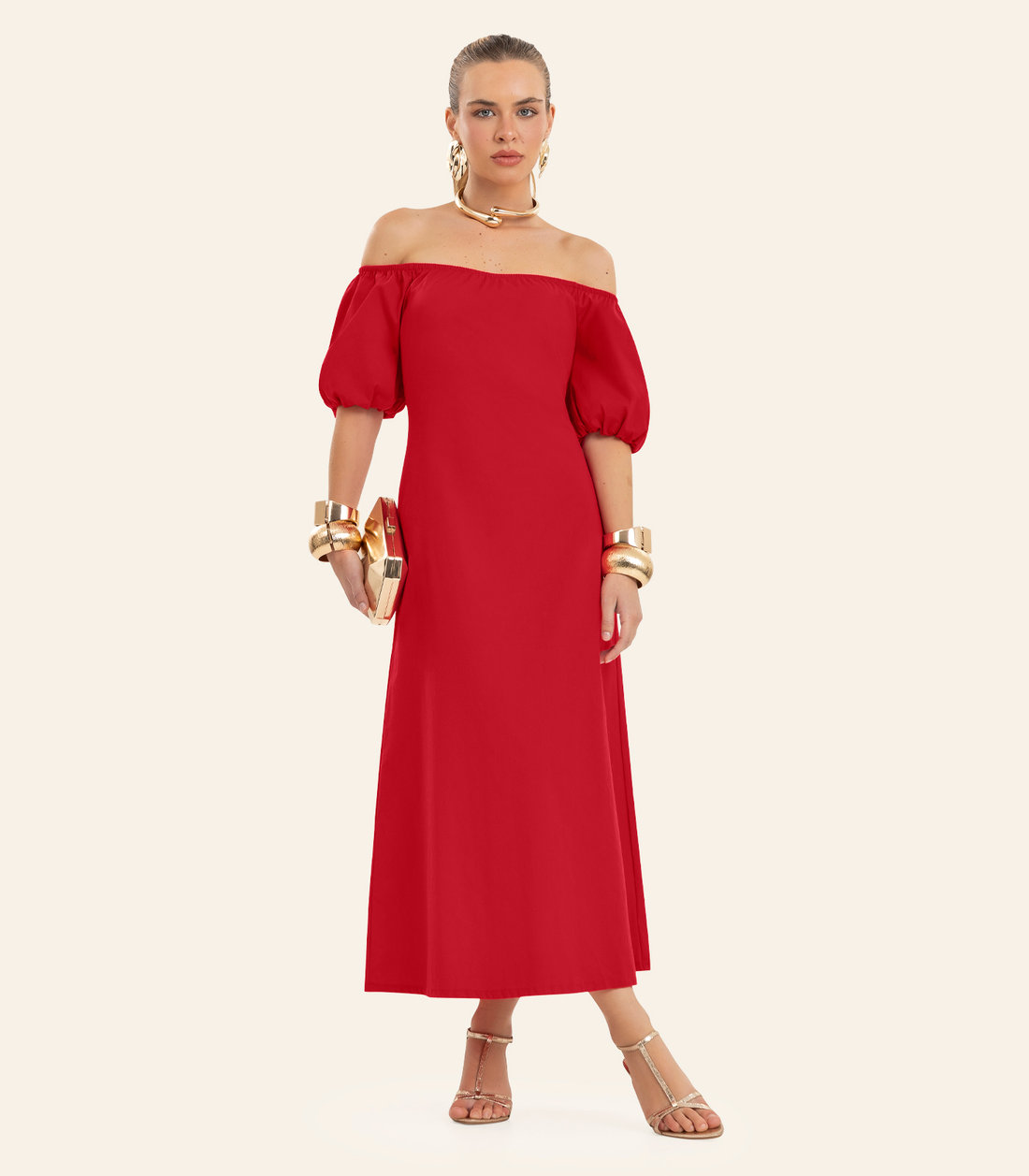 Vestido Feminino Midi Manga Bufante Endless Vestido Feminino Midi Manga Bufante Endless
