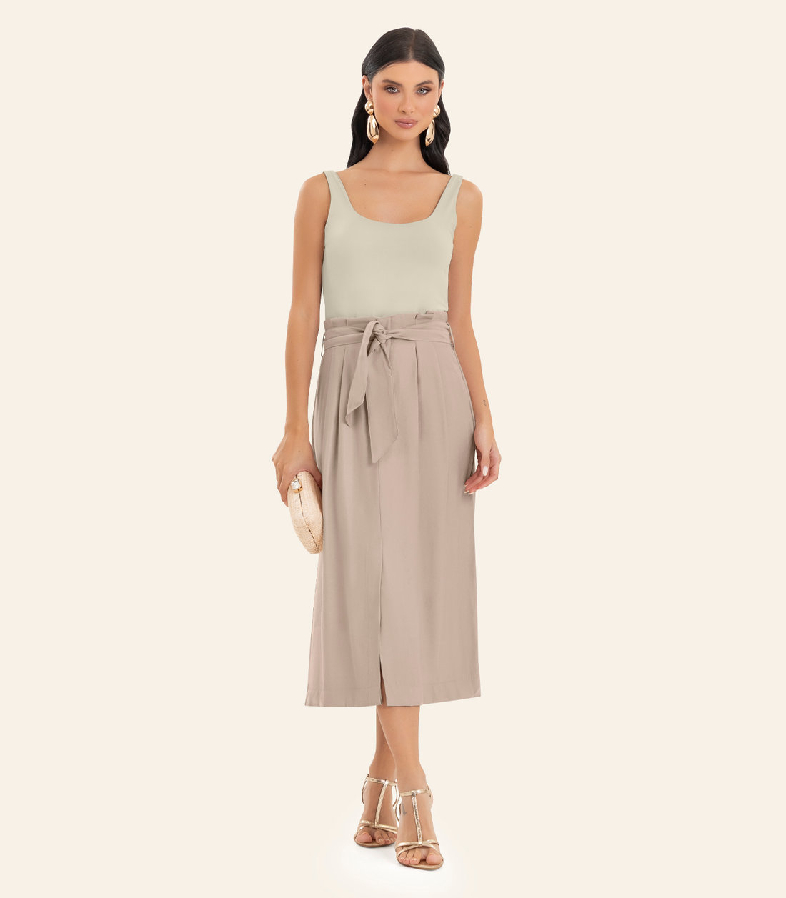 Saia Feminina Midi Em Alfaiataria Endless Saia Feminina Midi Em Alfaiataria Endless