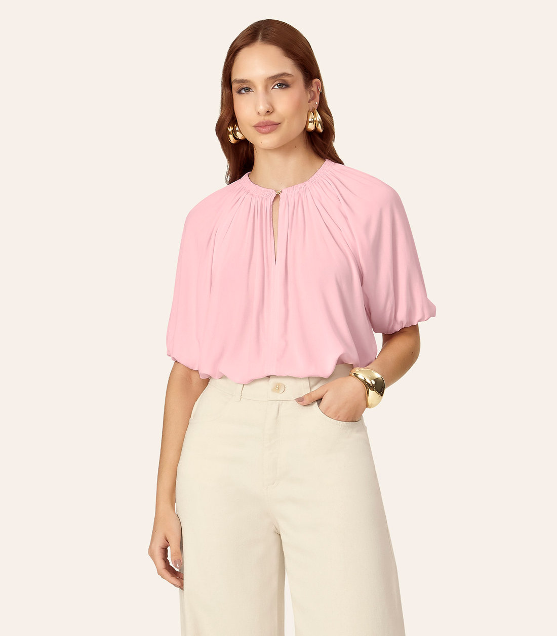 Blusa Feminina Ampla Com Lastex Em Viscose Endless