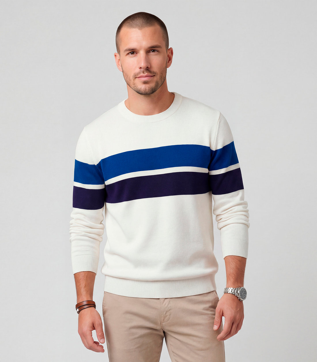 Suéter Masculino Comfort Tricot Listrado Diametro