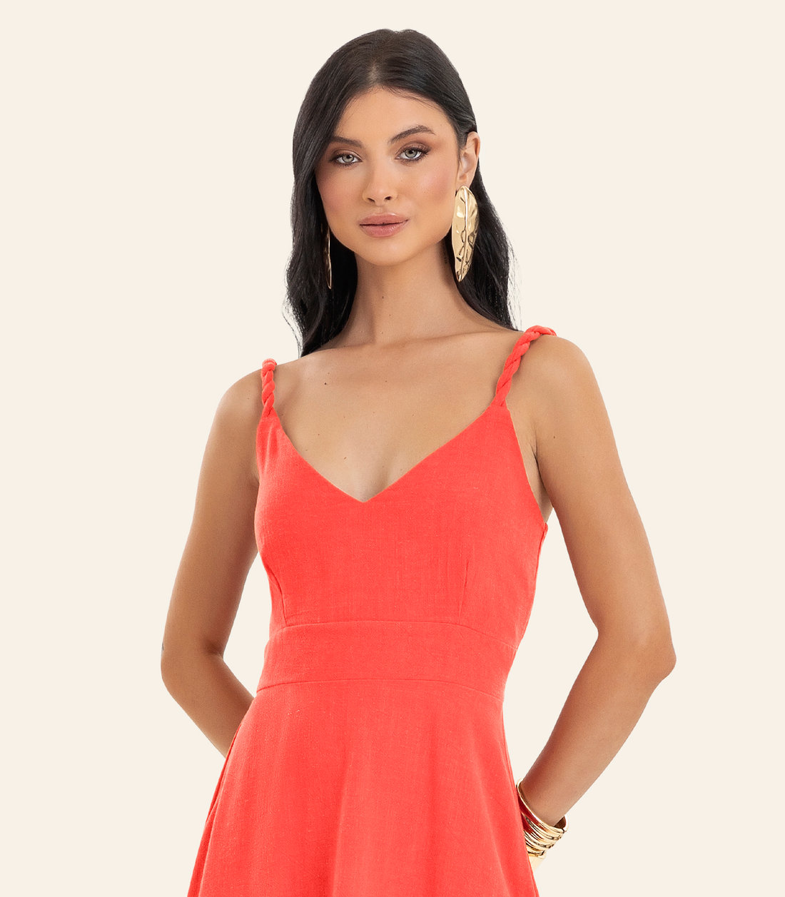 Vestido Feminino Midi Decote Em V Evasê Endless Vestido Feminino Midi Decote Em V Evasê Endless