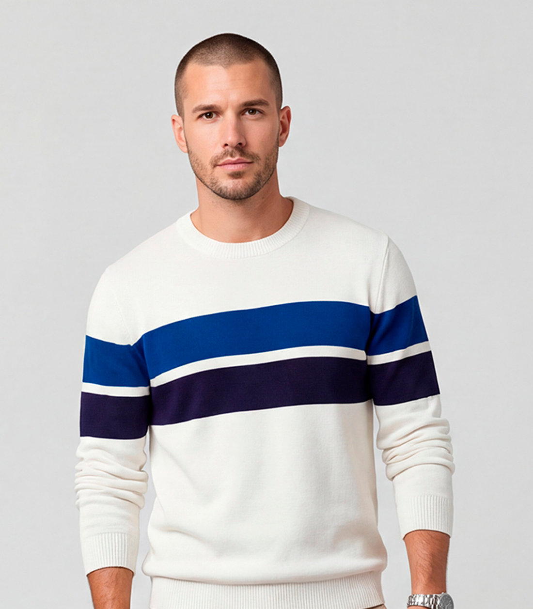 Suéter Masculino Comfort Tricot Listrado Diametro