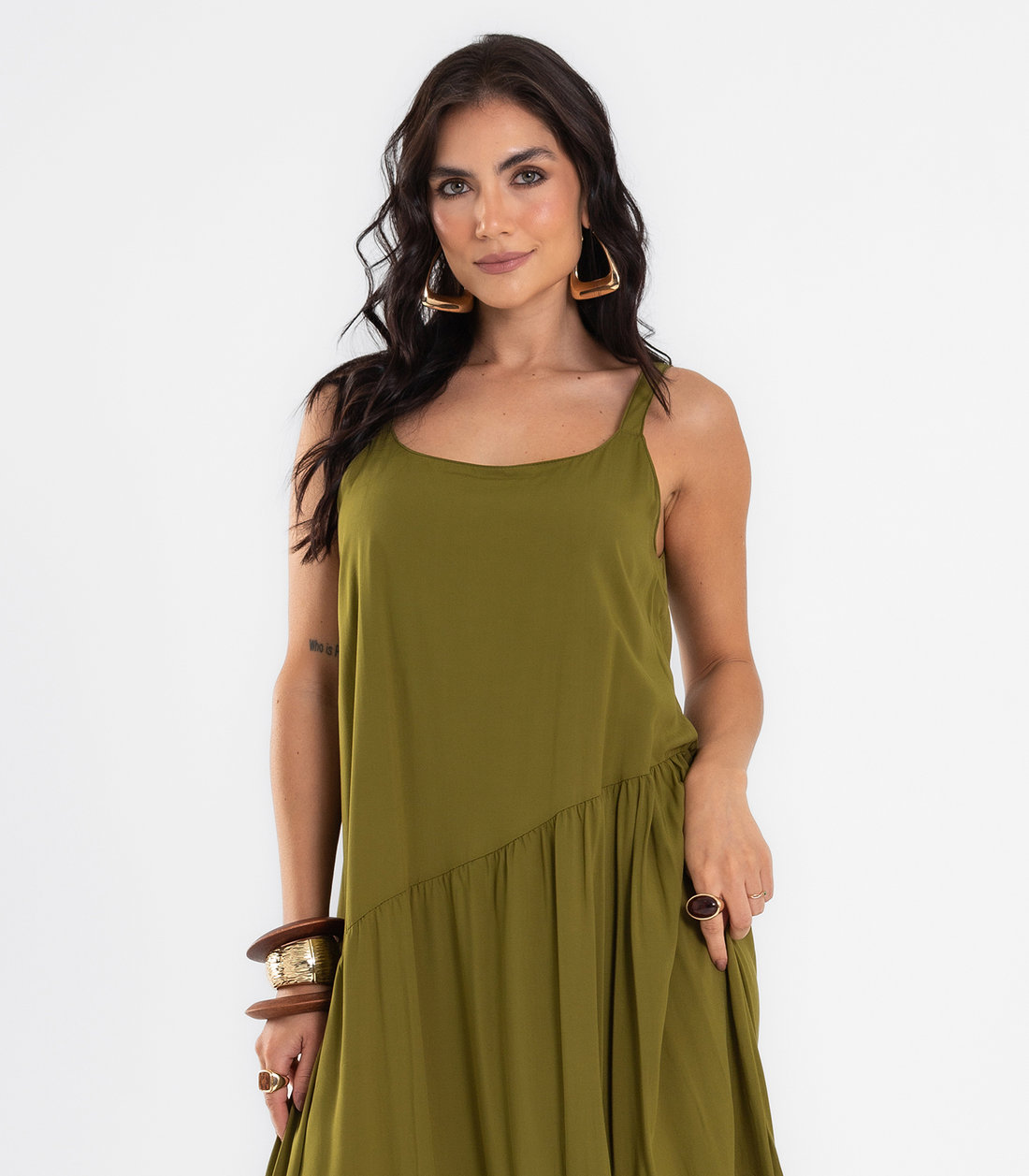 Vestido Feminino Longo Em Viscose Evasê Endless Vestido Feminino Longo Em Viscose Evasê Endless