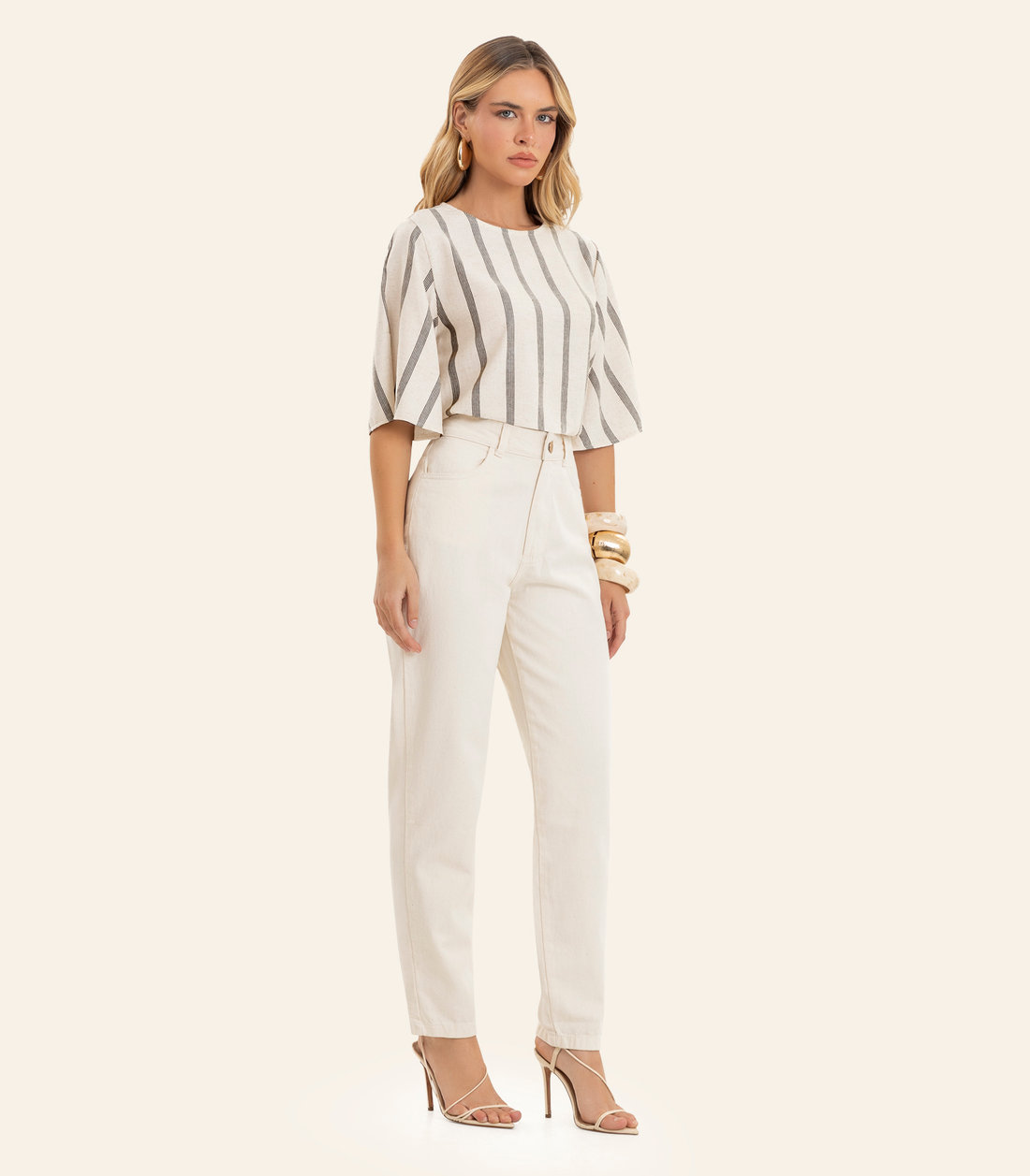 Blusa Feminina Box De Linho Maquinetado Endless Blusa Feminina Box De Linho Maquinetado Endless
