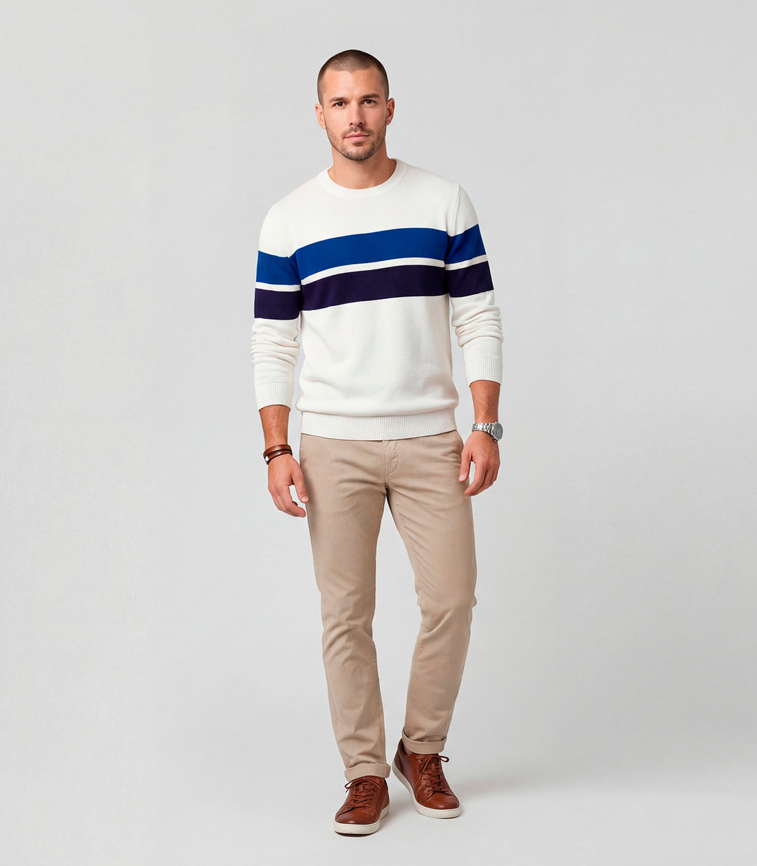 Suéter Masculino Comfort Tricot Listrado Diametro