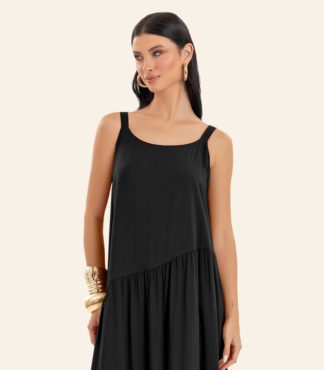 Vestido Feminino Longo Em Viscose Evasê Endless Vestido Feminino Longo Em Viscose Evasê Endless