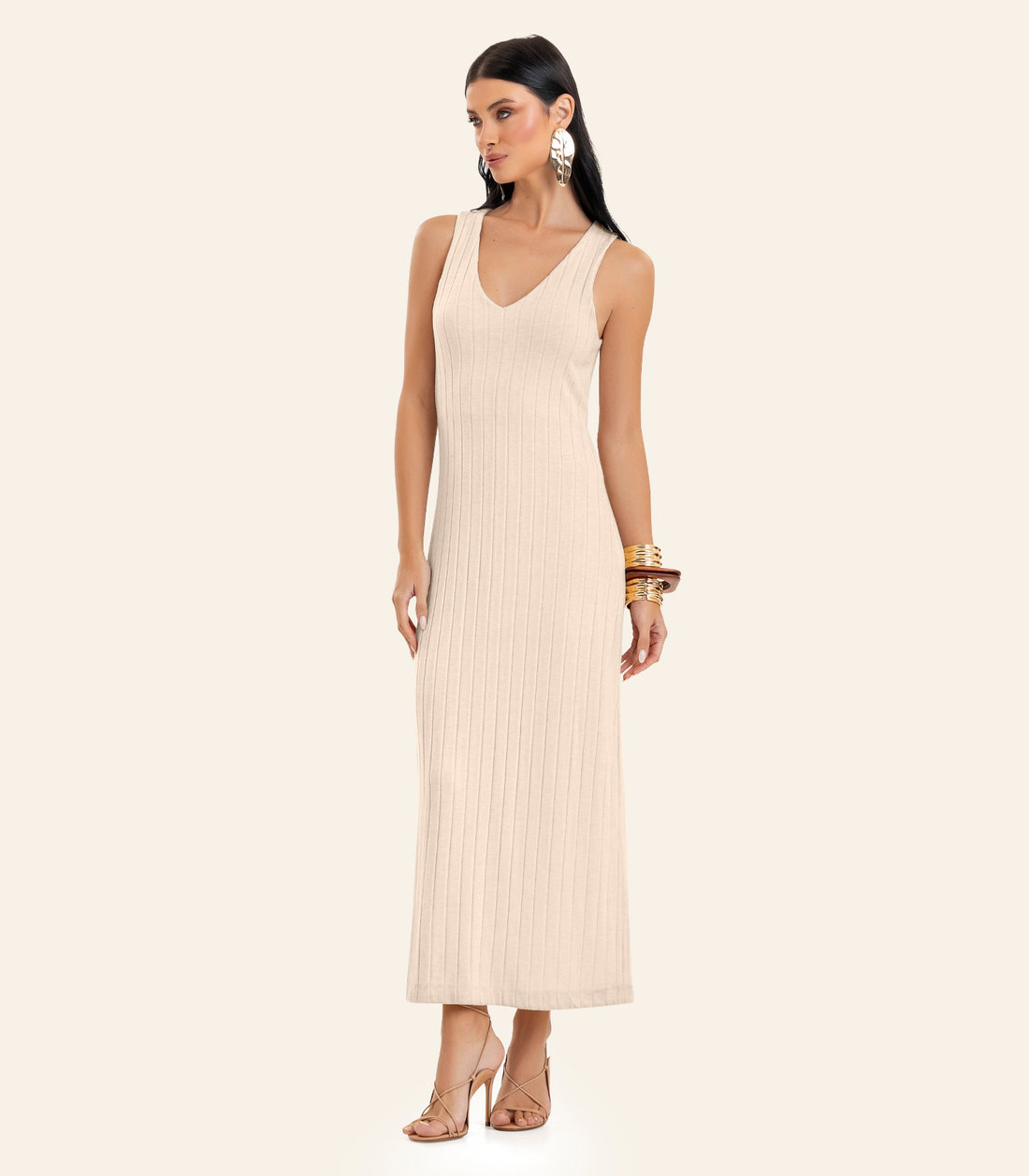 Vestido Feminino Midi Decote Em V Endless Vestido Feminino Midi Decote Em V Endless