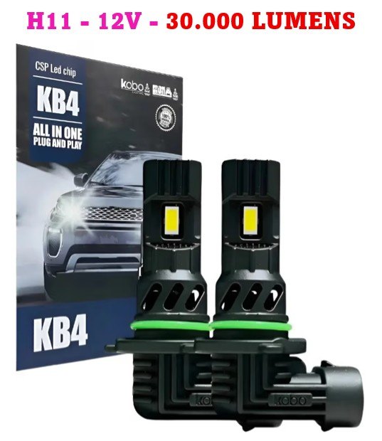 ISO14KB4H11 12V - KIT LAMPADA LED MINI KB4 H11 30000LM 6500K 12V (EMB. COM 02 PECAS - VALOR DO PAR) - KIT