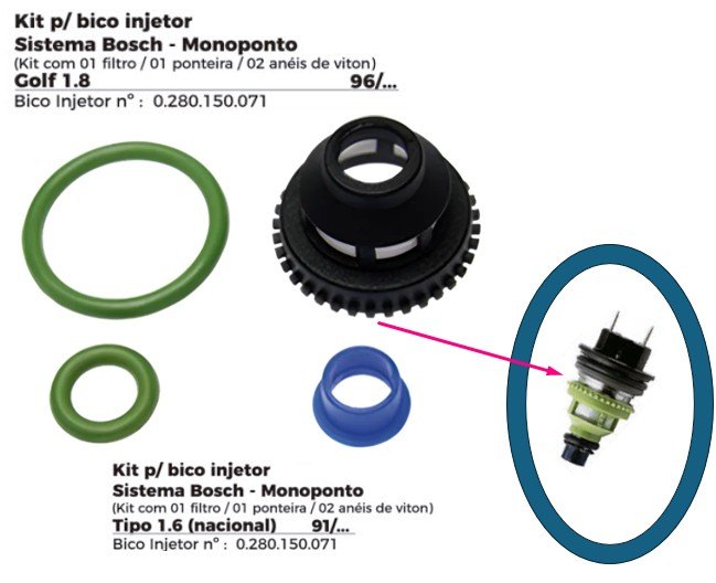 ISO1902308 - REPARO BICO INJETOR SISTEMA BOSCH MONOPONTO GOLF 1.8/ TIPO NACIONAL (EMB. COM 01 PECA - VALOR UNITARIO) - KIT ISO1902308 - REPARO BICO INJETOR SISTEMA BOSCH MONOPONTO GOLF 1.8/ TIPO NACIONAL (EMB. COM 01 PECA - VALOR UNITARIO) - KIT