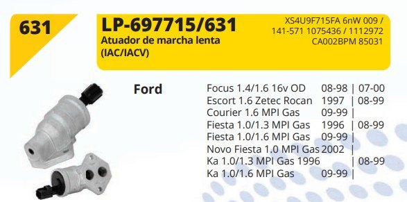LP631 - ATUAD. MARCHA LENTA  FORD FOCUS 1.6 16V ESCO 1.8 FIESTA,KA ZETEC - UN