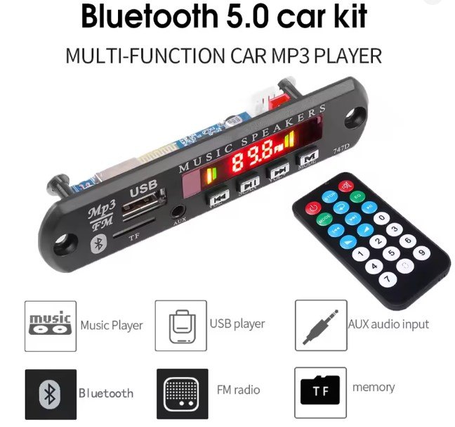 ISO6S0152 12V - KIT RECEPTOR AUTOMOTIVO 5V/12V - BLUETOOTH 5.0 - PLACA DECODIFICADORA - RADIO FM - MODULO TF - USB 3.5MM - AUDIO AUXILIAR - PC ISO6S0152 12V - KIT RECEPTOR AUTOMOTIVO 5V/12V - BLUETOOTH 5.0 - PLACA DECODIFICADORA - RADIO FM - MODULO TF - USB 3.5MM - AUDIO AUXILIAR - PC