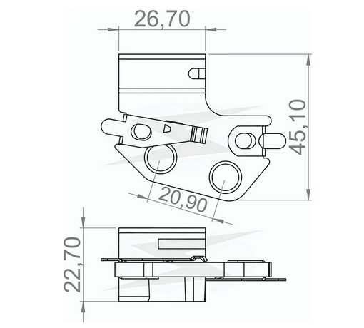 UF-2.203/2 12V - PORTA ESCOVA ALTERNADOR 12V C10/ D10/ CHEVETTE/ OPALA 73/... - PC