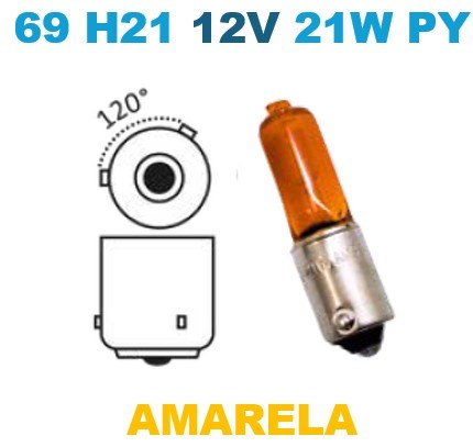 ISO14LXH21 AM 12V - LAMPADA HALOGENA H21 12V AMARELA PY 69 PISCA VECTRA/ BORA/ ZAFIRA - BASE BAY9S - 12056 (EMB. COM 01 PECA - VALOR UNITARIO) - PC ISO14LXH21 AM 12V - LAMPADA HALOGENA H21 12V AMARELA PY 69 PISCA VECTRA/ BORA/ ZAFIRA - BASE BAY9S - 12056 (EMB. COM 01 PECA - VALOR UNITARIO) - PC