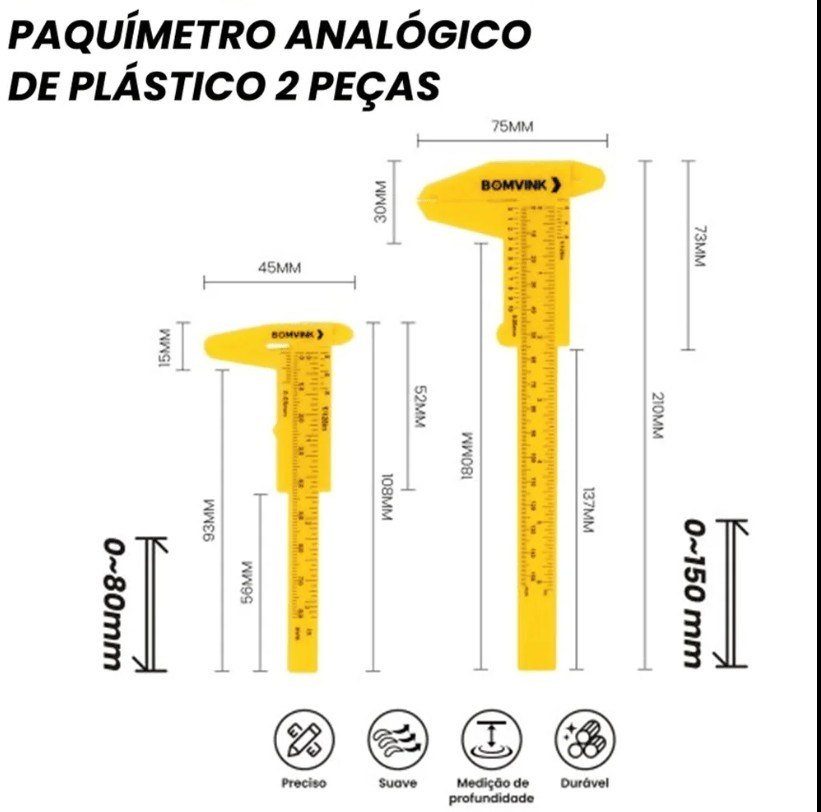 ISO6PQ6500 - PAQUIMETRO ANALOGICO DE PLASTICO (EMB. COM 02 PECAS- VALOR DO KIT) - PC