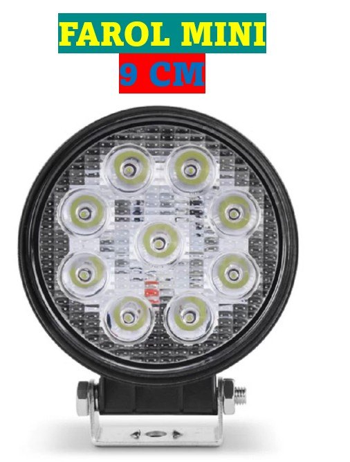ISO224009 12/24V - FAROL LED REDONDO MINI 9 LED 27W 9 CM 12/24V (EMB. COM 01 PECA- VALOR UNITARIO) - PC ISO224009 12/24V - FAROL LED REDONDO MINI 9 LED 27W 9 CM 12/24V (EMB. COM 01 PECA- VALOR UNITARIO) - PC