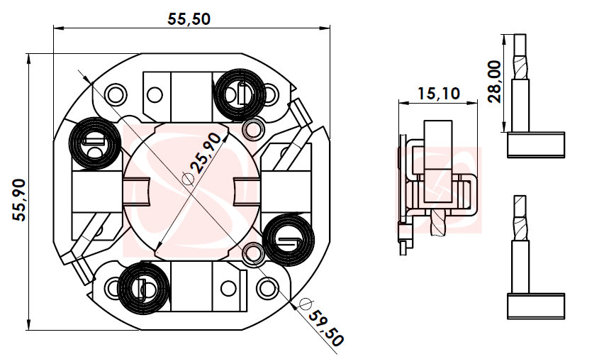 A-003-12V - PORTA ESCOVA PARTIDA FIAT/ FIESTA/ COURIER/ DOBLO/ GRAND/ PALIO/ PUNTO/ STRADA/ UNO - PC