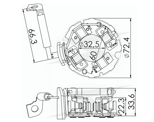 UF-1.183/4 12V - PORTA ESCOVA PARTIDA FORD MOTORCRAFT/ NISSAN/ SENTRA - PC