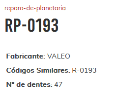 RP-0193- 47 DENTES - REPARO PLANETARIA GOL/ SAVEIRO/ FOX/ GOLF - 47 DENTES (EMB. COM 01 PECA- VALOR UNITARIO) - PC