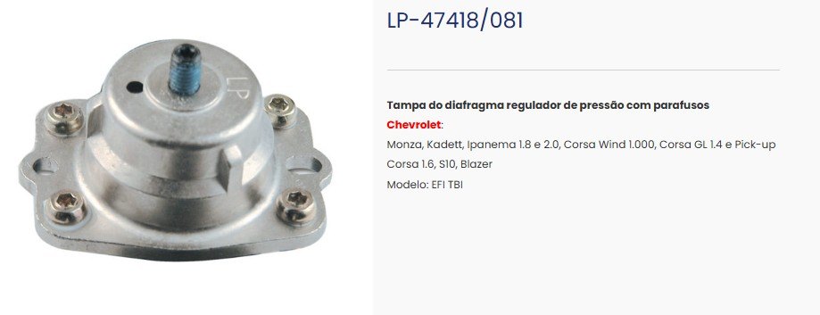 LP081 - TAMPA DIAF.REG.C/PARAF MONZA/ KADET/ IPANEMA/ CORSA WIND 1.0 CORSA GL 1.4 - UN