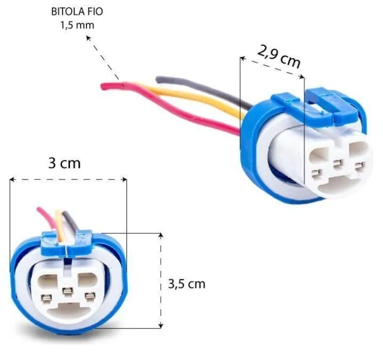 ISO6S.7787-02 - CHICOTE 3 VIAS - SOQUETE LAMPADA HB1/ HB5 CERAMICA (EMB. COM 01 PECA - VALOR UNITARIO) - PC ISO6S.7787-02 - CHICOTE 3 VIAS - SOQUETE LAMPADA HB1/ HB5 CERAMICA (EMB. COM 01 PECA - VALOR UNITARIO) - PC