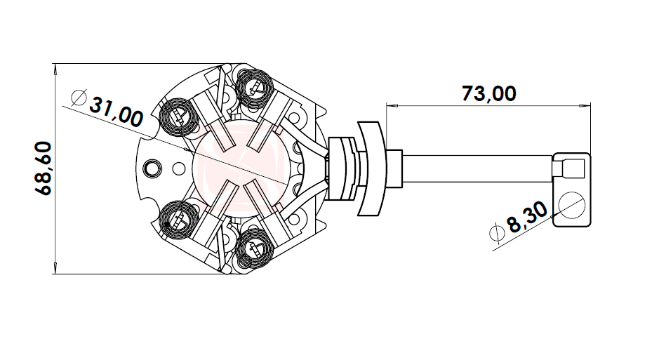 A-035-12V - PORTA ESCOVA PARTIDA 12V MITSUBISHI/ TRACKER/ CRUZE - PC