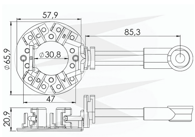 UF-1.200/4 12V - PORTA ESCOVA PARTIDA MITSUBISHI/ HONDA CIVIC/ ACCORD - PC