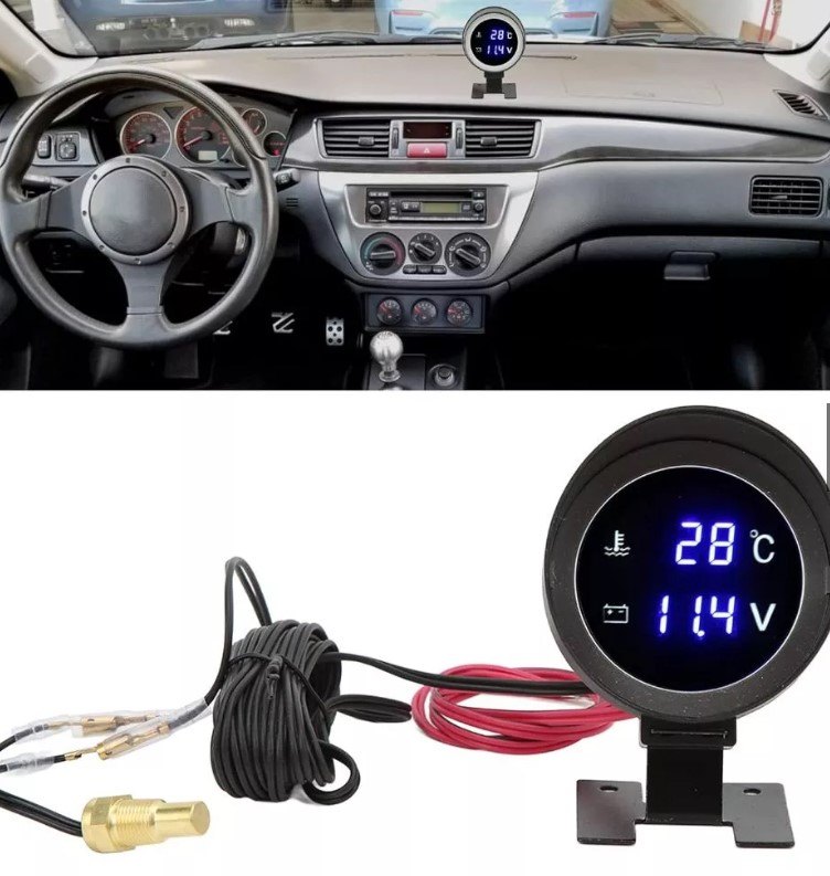 ISO628 12/24V AZ - RELOGIO DISPLAY AZUL - 12/24V - MEDIDOR TEMPERATURA DA AGUA DO MOTOR E VOLTIMETRO (EMB. COM 01 KIT - VALOR DO KIT) - KIT