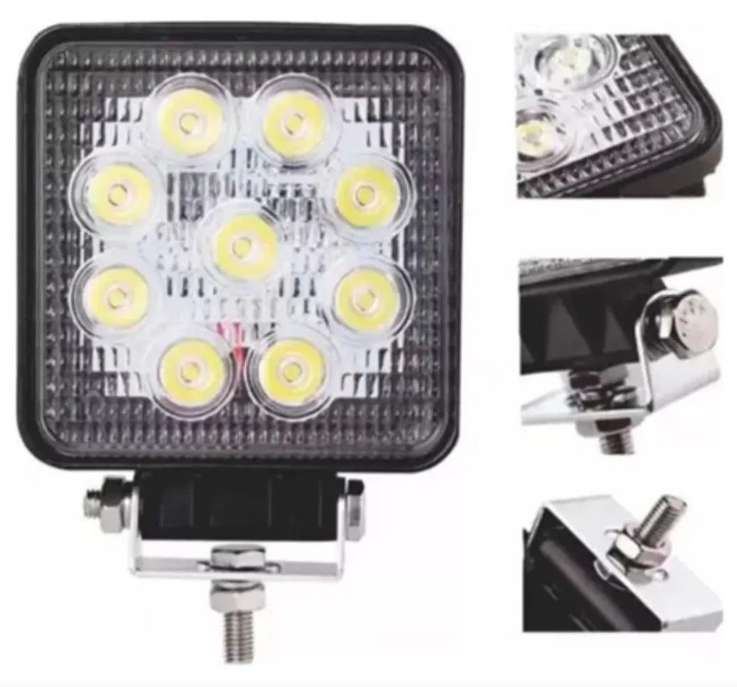 ISO224127 12/24V - FAROL LED QUADRADO 9 LED 27W 12/24V (EMB. COM 01 PECA- VALOR UNITARIO) - PC ISO224127 12/24V - FAROL LED QUADRADO 9 LED 27W 12/24V (EMB. COM 01 PECA- VALOR UNITARIO) - PC