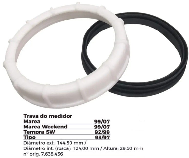 ISO1904007 G - TRAVA BOIA COMBUSTIVEL FIAT/ MAREA/ TIPO/ BRAVA- COM GUARNICAO- DIAMETRO EXTERNO 144,50MM, DIAMETRO INTERNO (ROSCA) 124,00MM, ALTURA 29,50MM (EMB. COM 01 KIT - VALOR DO JOGO) - JG ISO1904007 G - TRAVA BOIA COMBUSTIVEL FIAT/ MAREA/ TIPO/ BRAVA- COM GUARNICAO- DIAMETRO EXTERNO 144,50MM, DIAMETRO INTERNO (ROSCA) 124,00MM, ALTURA 29,50MM (EMB. COM 01 KIT - VALOR DO JOGO) - JG