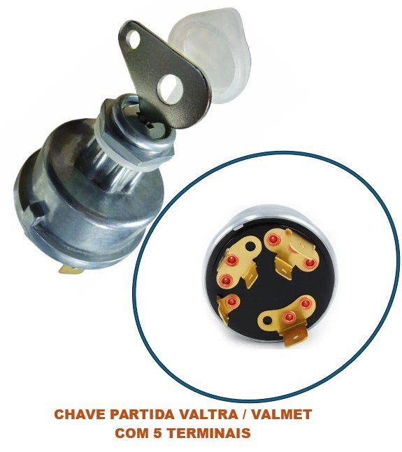 DNI2298 12/24V - CHAVE PARTIDA VALTRA, VALMET, MASSEY COM 5 TERMINAIS, 12/24V (EMB. COM 5 METROS - VALOR DO PACOTE) - PC DNI2298 12/24V - CHAVE PARTIDA VALTRA, VALMET, MASSEY COM 5 TERMINAIS, 12/24V (EMB. COM 5 METROS - VALOR DO PACOTE) - PC