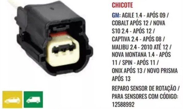 ISO17CH03.5436 - CHICOTE 03 VIAS SENSOR ROTACAO GM/ S10/ COBALT/ ONIX/ SPIN/ PRISMA/ AGILE (EMB. COM 1 PEÇA - VALOR UNITARIO) - PC